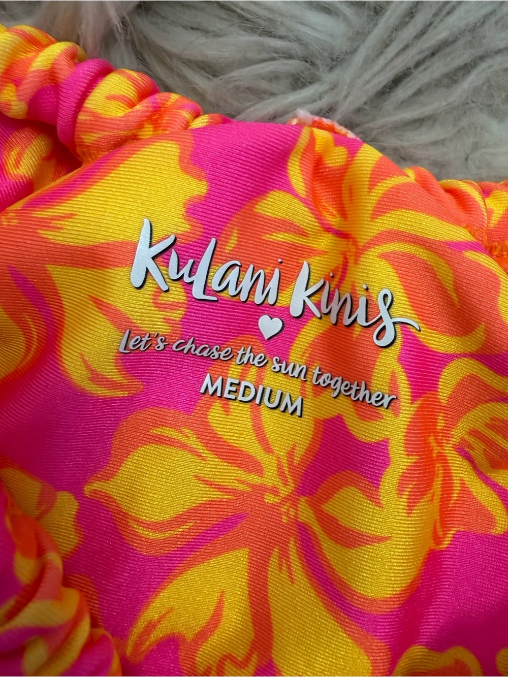 Kulani Kinis Pitaya Maya Pink Orange Floral Bikini Set, Size M - Picture 2 of 5
